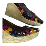 Handmade Leather Huarache Wedge Size 7 Brown Floral Embroidered Mexico Heels Photo 5
