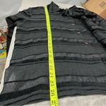 draper's & damon's PL Striped Black Gray Button-Up Shirt sheer burnout Photo 4