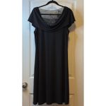 Scarlett Nite Black Embellished Mesh Neckline Cowl Neck Cap Sleeve Dress Sz 16 # Photo 1