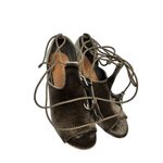Bebe  twisted ankle strap open toe velvet gray chunky heels size 9 womens Photo 5