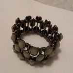 Stretchy Statement Cuff Costume Bracelet Rhinestone / Gold Tone Photo 2