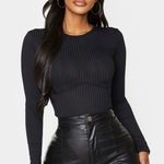 Pretty Little Thing NWT Black Ribbed Bodysuit Photo 0