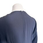 Stella McCartney  Silk Crepe De Chine High Neck Split Sleeve Dress Navy 38 US 8 Photo 5