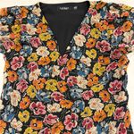 Ralph Lauren Lauren Women’s Black Floral Print Ruffle V-neck Summer Dress Size 2 Photo 3