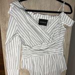 Nicholas Asymmetrical Blouse Top Shirt One Shoulder White Black Cotton Size 6 Photo 2