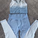 PINK - Victoria's Secret PINK Victoria Secret seamless leggings and top set perforated, light blue Photo 0