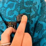 Vintage Pasta 80s Teal Blue Geometric Mock Neck Long Sleeve Shirt Size Large Photo 2