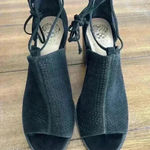 Vince Camuto VC VASHA BLACK NUBUCK SANDAL PUMP HIGH HEEL Size 8M Lace Up Photo 1