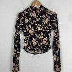 Free People NWT Dinner Party Black Floral Long Sleeve Crop Top XS Photo 12