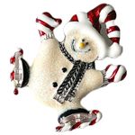 Vintage Holiday Snowman on Skates with Sparkles Brooch Pin Stocking Stuffer Silver Photo 0
