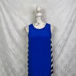 Amanda Uprichard ‎ Silk Sleeveless Side Stripes Blue Shift Dress Size XS Photo 2