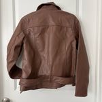 Old Navy  Brown Leather Jacket Asymmetrical Zipper Moto Style Photo 4