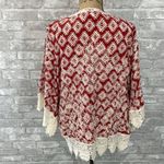 Solitaire  Red Rust Crochet Bell Sleeve Cardigan Photo 2