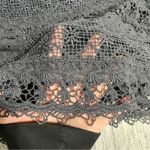 Free People  Dark Gray Lace Short Sleeve Tank Top/Crop Top; XS Women's Photo 3