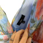 Lulus Perfectly Divine Blue Floral Tulle Tiered Ruffled Midi Dress large nwt Photo 6