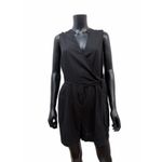 A New Day ‎ Linen Blend Wrap Romper Black Sleeveless Women's Size L Photo 1