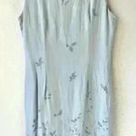 Petite Sophisticate Vintage 90s  Blue‎ Y2K Silk Floral Beaded Sleeveless Dress Photo 0
