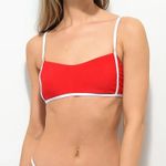 Damsel Womens Bikini Top Sz XL Mini Cayenne Rib Red White NEW Swim Photo 0