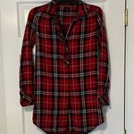 Forever 21  red and black plaid button cotton shirt ruffle S Photo 16