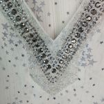 Studio Y  L Whimseygoth White Silver Stars Beaded Top Photo 7