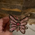 Source Unknown Butterfly Flower Rhinestone Spring Hinge Bracelet costume jewelry Photo 2