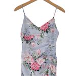 Velvi Cali Maxi Dress in Blue Floral size Small Lace Up Sleeveless Slit Ruffle Photo 3