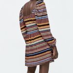 ZARA  Multicolor Pleated Striped Mini Dress Photo 2