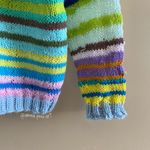 hand knit striped funky fun multi colored oversized sweater Blue Size M Photo 6