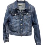 Refuge  Stretch Denim Button Up 4 Pocket Blue Jean Jacket Womens Medium Photo 6