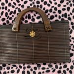 Vintage Wooden Squared Mini Purse Brown Photo 0