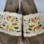 Mudd  Vintage Y2K Cork Platform Sandal Size 9 Raffia Floral Sequins 90s Chunky Photo 5