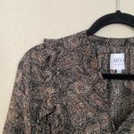 MISA Los Angeles  Albertina Black Paisley Ruffle Long Sleeve Blouse Glam size XS Photo 2