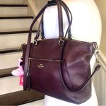 Coach Purple Plum Leather Convertible Crossbody Two Handle Shoulderbag Tote Photo 3