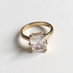 🔃Princess Cut Gold Crystal Ring Photo 2