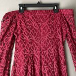Bebe  sz 8 off shoulder wine burgundy floral  bell sleeve mini cocktail‎ dress Photo 6