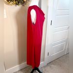 ACACIA Drape Front Bamboo Blend Asian Print Tee Shirt Swim Cover Dress ~Medium Red Photo 3