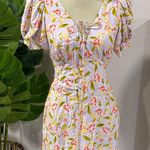 ASOS petite floral smocked lace up front mini dress Purple Size 8P Photo 0