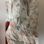 Lucky Brand Vintage Romantic Floral Beige Boho Print Tassel Tie VCut Blouse Sz L Photo 8