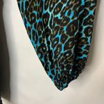 AFRM Turquoise Cheetah Leopard Print Dress Smocked Skirt Long Sleeves Sz Small Blue Photo 8