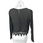 Urban Outfitters Ecote Women's Black Lace V-neck Long Sleeve Crop Blouse Top M Photo 1