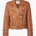 L'Agence L’AGENCE Billie Cognac Leather Belted Moto Jacket Size XS EUC Photo 0
