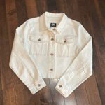 Frye  Women's Cropped Raw-Hem Denim Jacket Off white Size M NWT Jean jacket Photo 3
