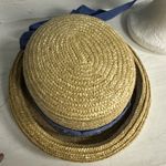 Vintage Kentucky Derby Acrylic Straw Hat With Floral Embroidered Bandana Bow Yellow Photo 7