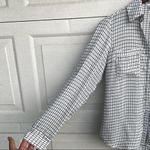 EXPRESS  Womens Shirt White Black Grid Print Portofino Slim Fit Long Sleeve Small Photo 5