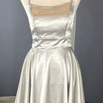 Women’s Silver Satin Short Prom Party Dress Spaghetti Straps Size 6 *READ Photo 0