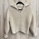 H&M Cream Knit Half-Zip Sweater Women's Size XS Cropped Top Wool Blend Photo 1