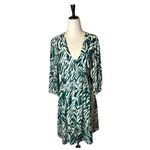 Ba&sh  Dress Women 2 Green Ivory‎ Vuzy Abstract Print V Neck Button Down Mini Photo 1