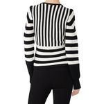 Tome Black White Striped Merino Wool Long Sleeve Crossover Wrap Sweater Size 16 Photo 11