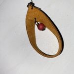 NWOT Women's Brown Faux Leather Hoop Beaded Drop Dangle Earrings Photo 2