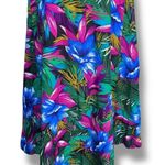 Vintage 90s Maxi Dress Tropical Print Black Magenta Blue Dark Floral Sleeveless Size M Photo 4